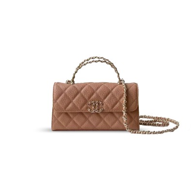 CHANEL FLAP PHONE HOLDER WITH CHAIN GRAINED SHINY AP3238 (18*10*4.5cm)